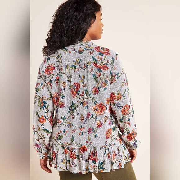 Anthropologie Maeve Janie Top Flounced Peasant Blouse Size 4 Floral - Picture 2 of 10